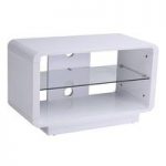 Lucia TV Stand Small In High Gloss White With Glass Shelf