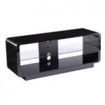 Lucia LCD TV Stand Medium In High Gloss Black With Glass Shelf