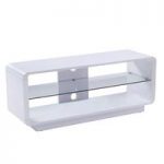 Lucia LCD TV Stand Medium In High Gloss White With Glass Shelf