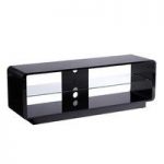 Lucia LCD TV Stand Large In High Gloss Black With Glass Shelf