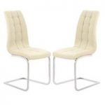 Torres Dining Chair In Cream Faux Leather in A Pair