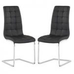 Torres Dining Chair In Black Faux Leather in A Pair