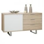 Sonora Sideboard In Oak With 3 Drawers And 1 Door in White Front