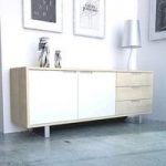 Sonora Sideboard In Oak With 3 Drawer And 2 Doors in White Front