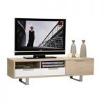 Sonora TV Cabinet In Oak With 1 Door And 2 Drawer in White Front