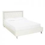 Branson Double Bed In White Faux Leather With DiamantÃ©