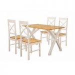 Panama Dining Table In Solid Rubber Wood With 4 Dining Chairs