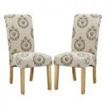 Autumn Dining Chair In Regal Style Fabric And Oak legs in A Pair