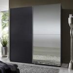 Queen Mirror Sliding Wardrobe Small In Lava With 2 Doors