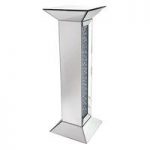 Rosalie Pedestal In Silver With Mirrored Glass and Crystals