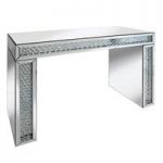 Rosalie Console Table In Silver With Mirrored Glass and Crystals