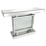 Rosalie Mirrored Console Table In Silver And Glass With Crystals