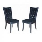 Belfast Dining Chair In Crushed Black Velvet in A Pair