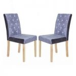 Kilcon Dining Chair In Silver Velvet And Diamante in A Pair