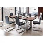 Savona Dining Table In Rust With 6 Maui Dining Chairs