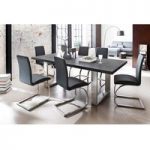 Savona Dining Table In Anthracite And 6 Maui Dining Chairs