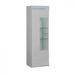 Merida Display Cabinet Tall In White Lacquer With 1 Door And LED