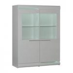 Merida Display Cabinet Wide In White Lacquer With 2 Door And LED