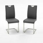 Koln Dining Chair In Grey Faux Leather in A Pair