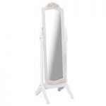 Julian Cheval Floor Mirror In White And Distressed Effect Wooden