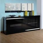 Merida Sideboard In Black Lacquer With 2 Doors And LED Lighting