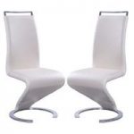 Summer Z Shape Dining Chair In Cream Faux Leather in A Pair