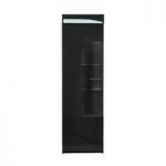 Merida Display Cabinet Tall In Black Lacquer With 1 Door And LED