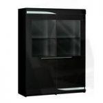 Merida Display Cabinet Wide In Black Lacquer With 2 Door And LED
