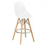 Windsor Bar Chair In White ABS With Wooden Legs