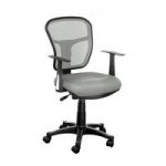 Santo Office Chair In Grey Padded Fabric With Mesh Back Rest