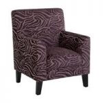 Wembley 1 Seater Sofa In Purple Fabric With Wooden Legs