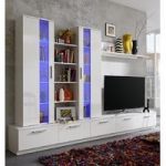 Rhombus Living Room Set In White High Gloss Fronts With Storage
