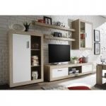 Essen Living Room Set 1 In Sonoma Oak And White Fronts With LED