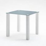 Hanna Glass Dining Table Square In Petrol And White Gloss Feet
