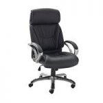Dover Home Office Chair In Black PU Leather And Padded Armrests