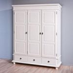 Cranwell Wardrobe In White Real Pine Wood With 3 Doors