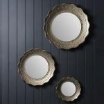 Grimsby Decorative Trio Wall Mirror Round In Pale Gold