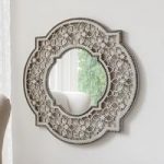 Rosemont Wall Mirror In Cream With Flower Fretwork Pattern