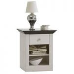 Monika Bedside Cabinet In White Black Solid Pine And 1 Drawer
