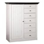 Monika Drawers Chest In White Black Solid Pine And 7 Drawers