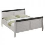 Monika Double Bed In White Wash Solid Pine Without Slats