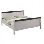 Monika King Size Bed In White Wash Solid Pine Without Slats