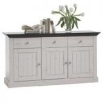 Monika Sideboard In Solid Pine White Wash With 3 Doors