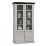 Monika Display Cabinet In White Wash Solid Pine With 4 Doors