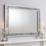 Vessel Wall Mirror Rectangular In Crackle Glass With Grey Frame