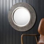 Whitton Wall Mirror Round With Bobble Effect in Pewter Finish