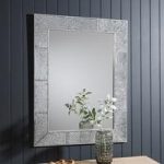 Ellwood Wall Mirror Rectangular In Crackle Glass With Grey Frame