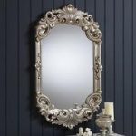 Huston Wall Mirror In Silver With Florentine Styled Carving