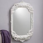 Huston Wall Mirror In White With Florentine Styled Carving