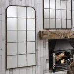 Rickard Wall Mirror In Rustic Metal With Window Pane Design